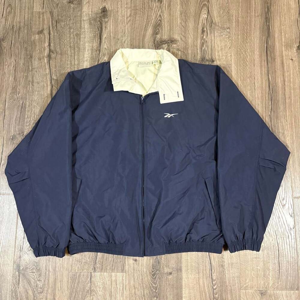 Reebok Golf Windbreaker Jacket Size L Navy Blue Full Zip